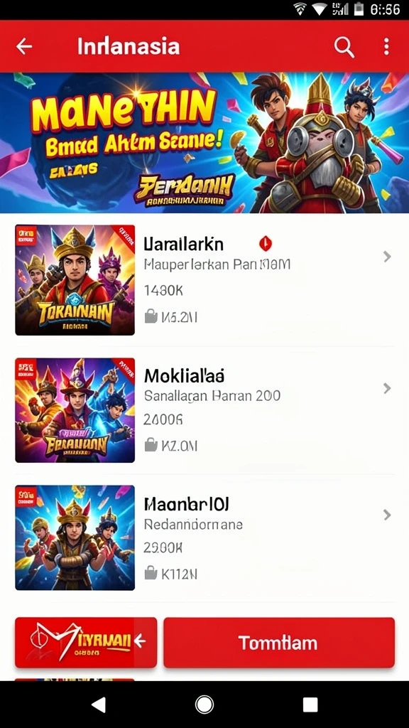 Tampilan menu utama yang menarik dan mudah dinavigasi.